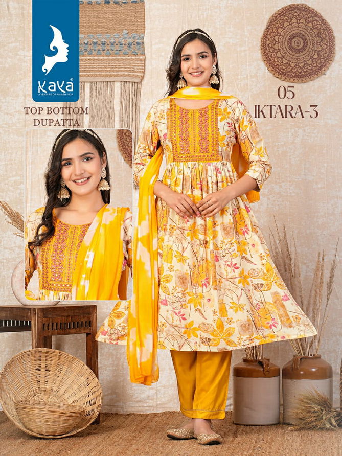 Iktara 3 By Kaya Rayon Printed Kurti With Bottom Dupatta Wholesale Price In Surat